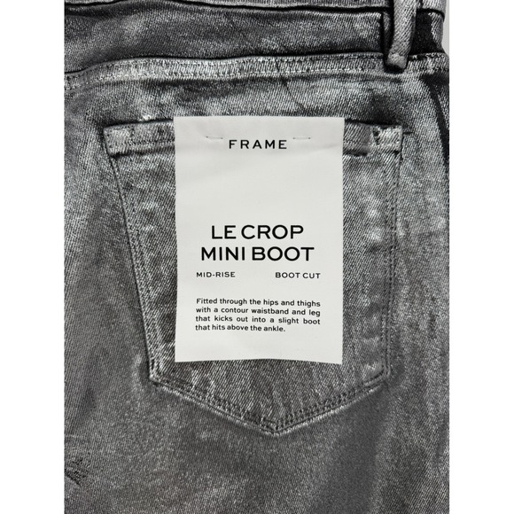Frame LE CROP MINI BOOT MID-RISE BOOT CUT silver metallic NWT Sz 32 - Picture 8 of 11